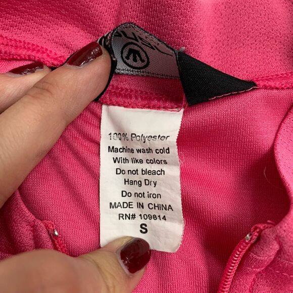 Canari Cycling Shirt Women S Pink Quarter Zip Mock Neck Short Sleeve Back Pocket - Picture 10 of 12